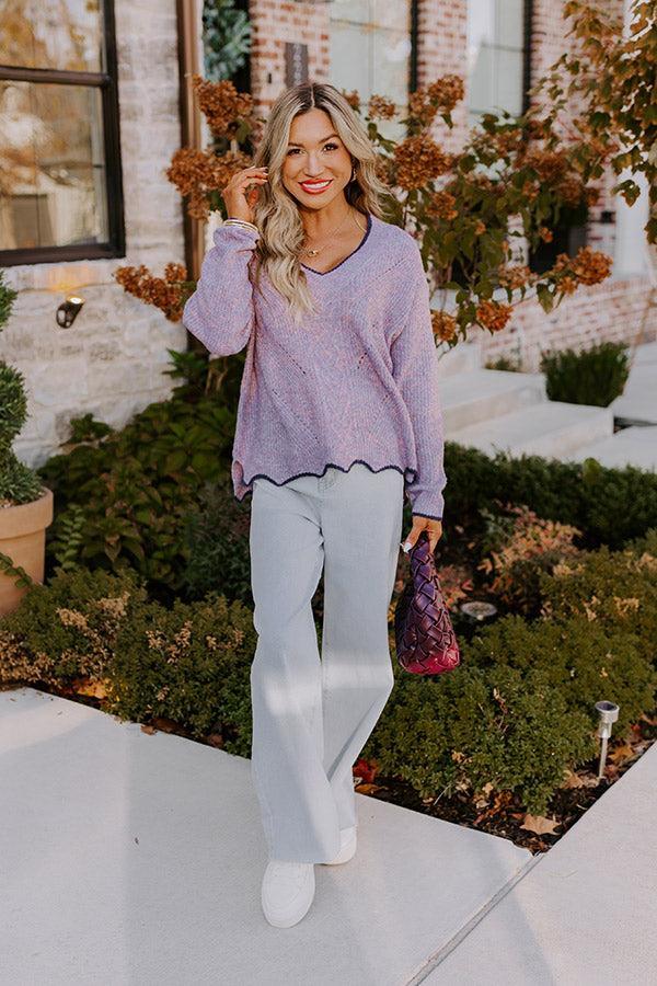 Falling For Cozy Knit Sweater in Dusty Purple Product Image