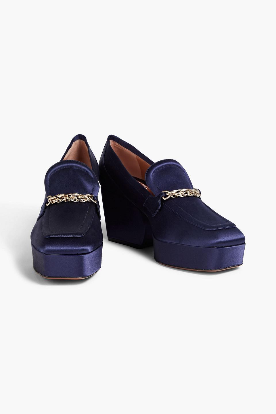 Loafers Aus Satin Mit Plateau Und Kettendetail In Navy Product Image