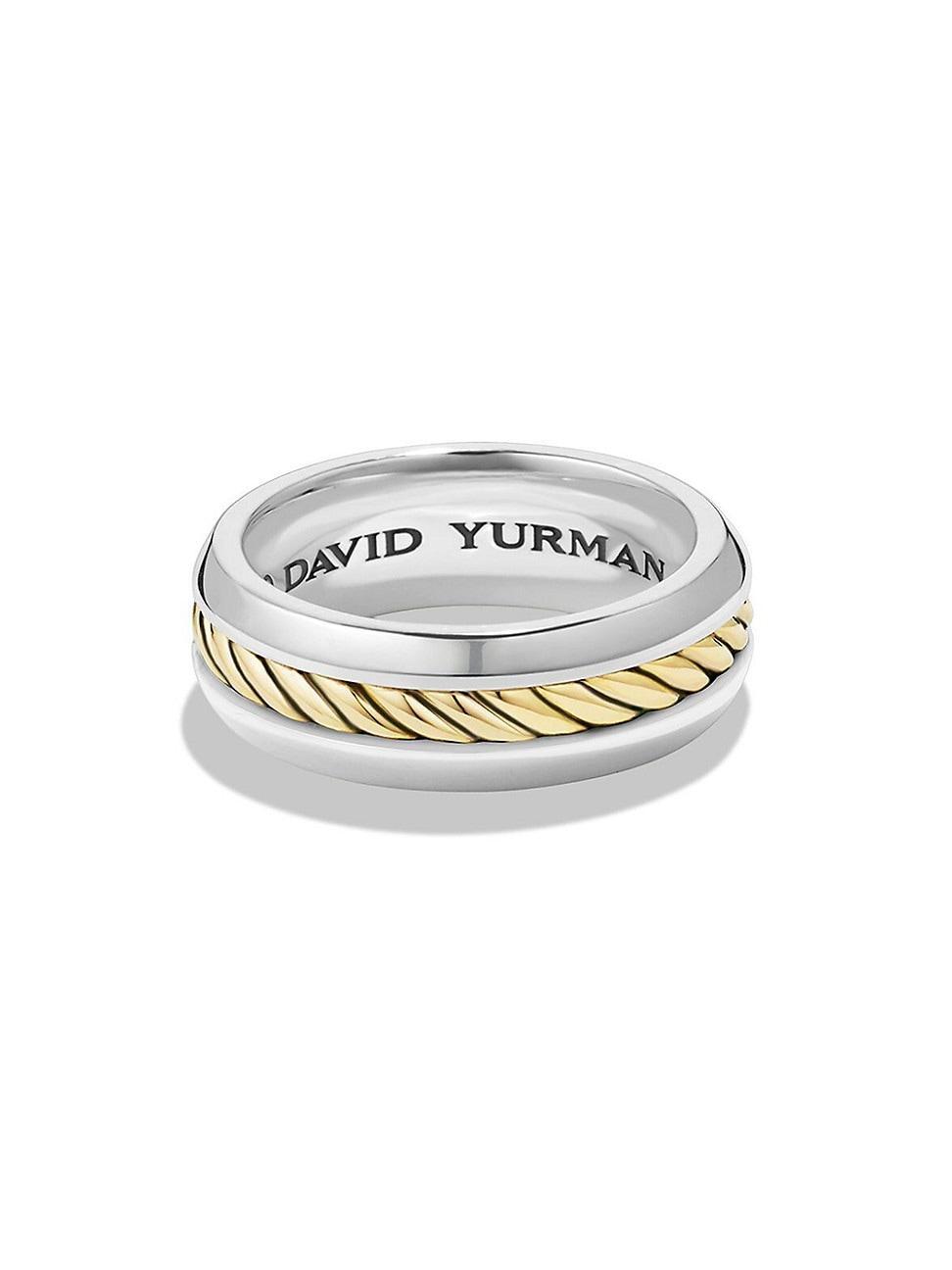 Mens Cable Inset Band Ring with 18K Yellow Gold Product Image