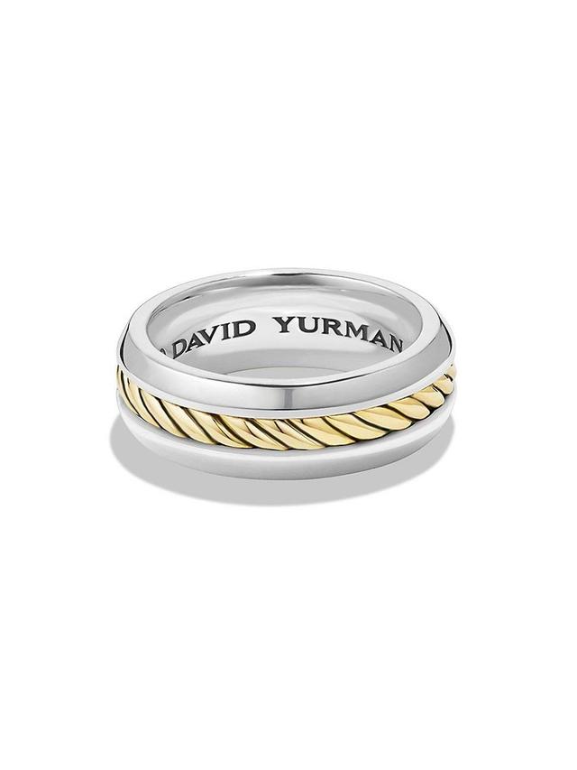 David Yurman Mens Cable Inset Band Ring in Sterling Silver with 18K Yellow Gold, 8mm Product Image