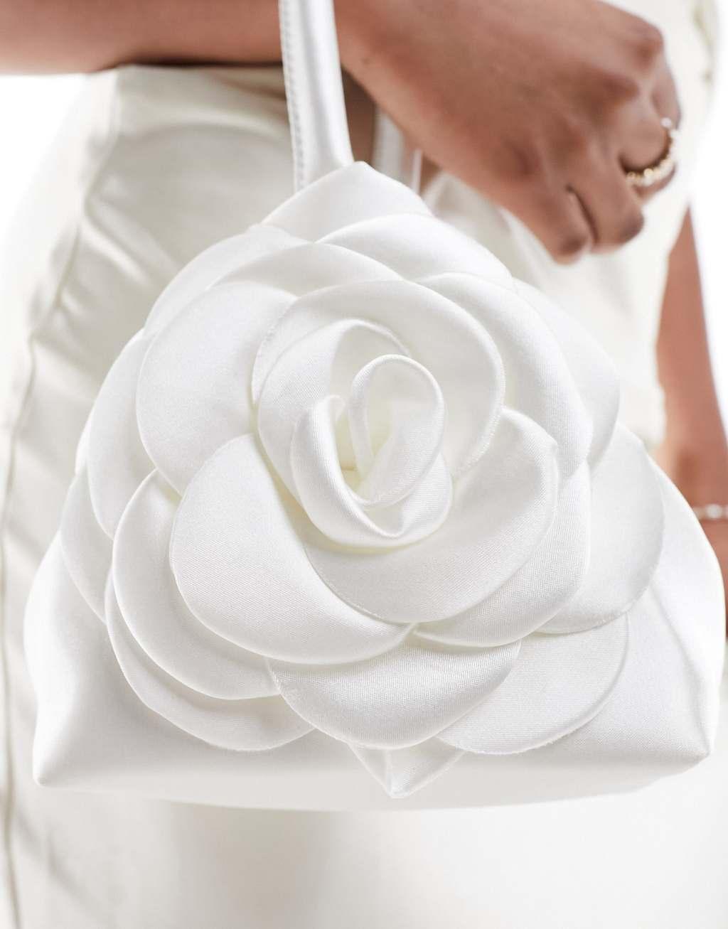 Ever New Bridal rosette pouch bag in ivory Product Image