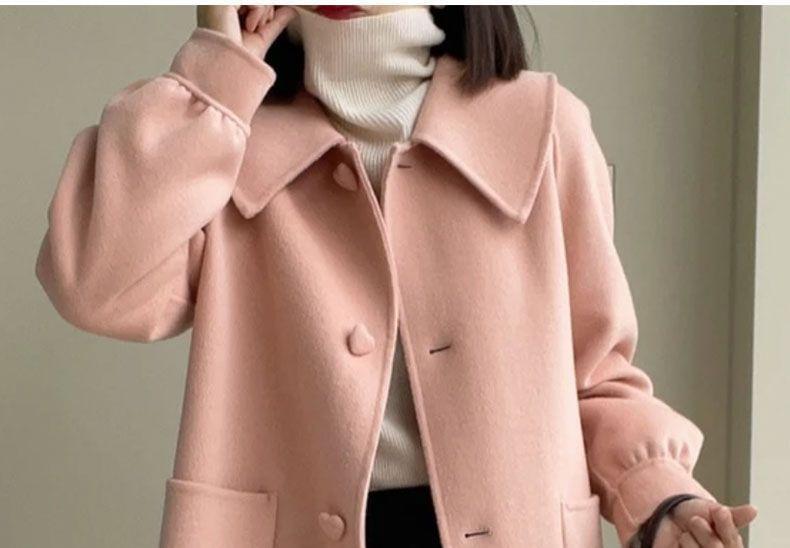 Collar Plain Heart Single-Breasted Coat Product Image