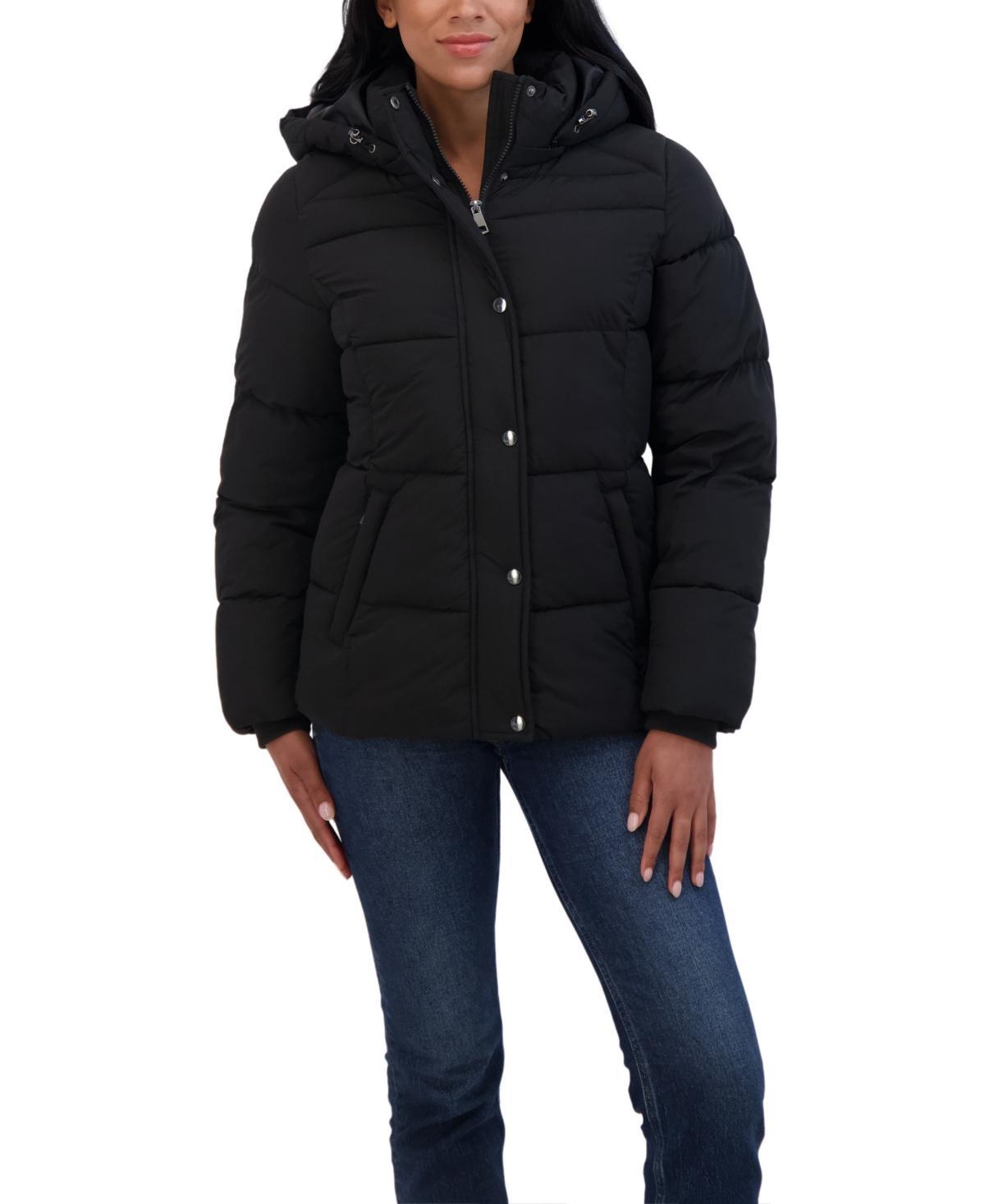 Sebby Collection Womens Short Hooded Stretch Puffer Jacket Product Image