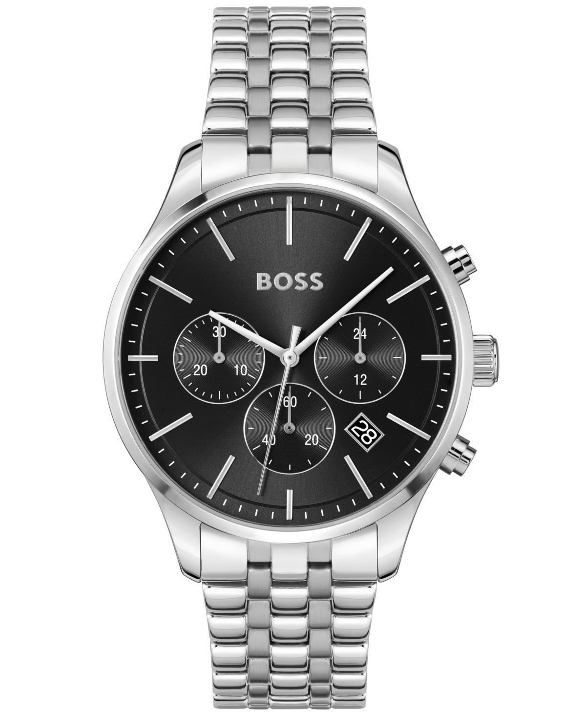 Hugo Boss Mens Avery Quartz Chronograph Black Dial Stainless Steel Bracelet Watch Product Image