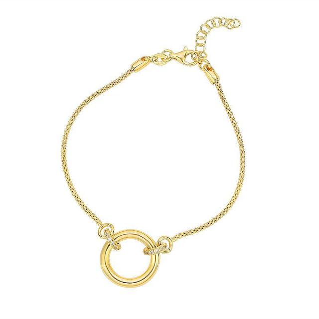 14k Gold Over Sterling Silver Cubic Zirconia Circle Bracelet, Womens Gold Tone Product Image