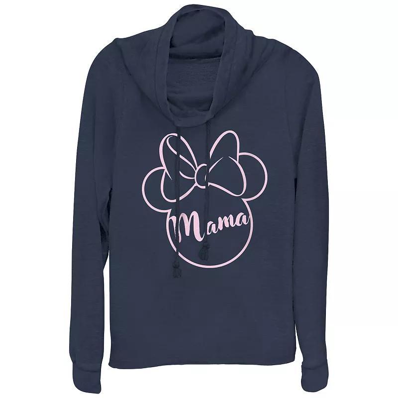 Disneys Minnie Mouse Mama Womens Cowlneck Graphic Lightweight Long Sleeve Blue Product Image