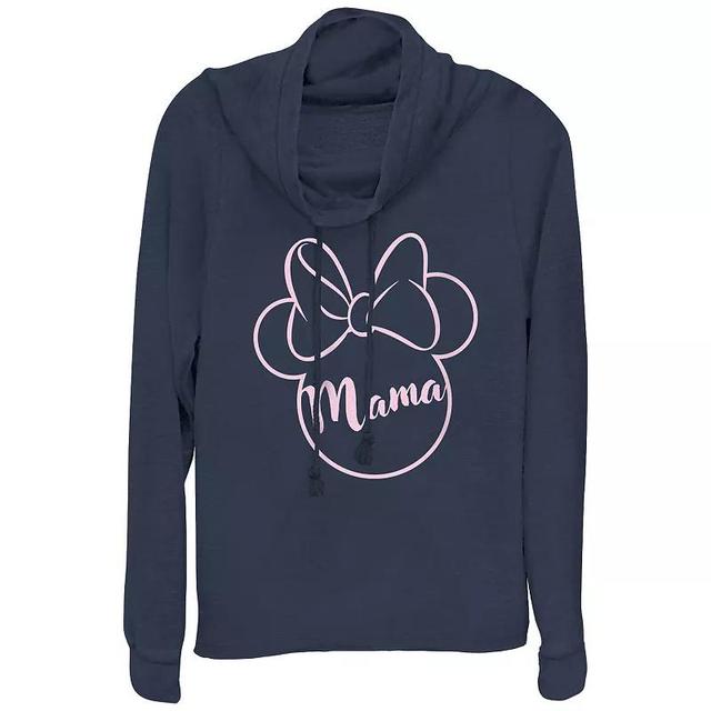 Disneys Minnie Mouse Mama Womens Cowlneck Graphic Lightweight Long Sleeve Blue Product Image