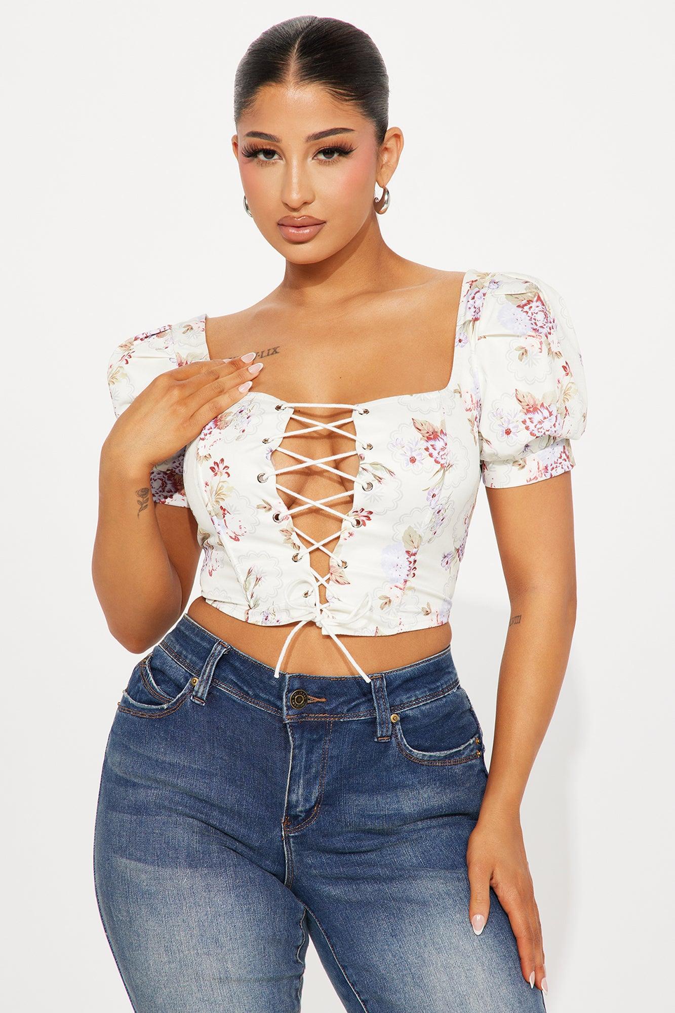 Meredith Floral Corset Top - White/combo Product Image