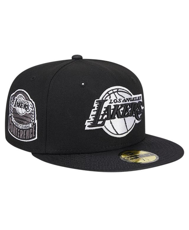 New Era Mens Black Los Angeles Lakers Active Satin Visor 59fifty Fitted Hat Product Image