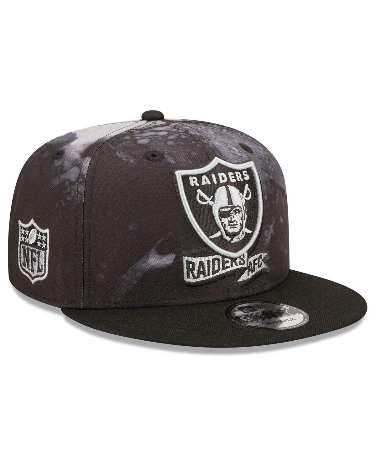 Mens New Era Black Las Vegas Raiders Ink Dye 2022 Sideline 9FIFTY Snapback Hat Product Image