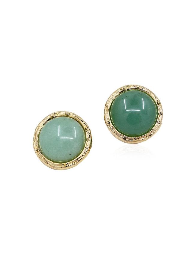 Womens Cindy 18K-Gold-Plated & Green Aventurine Stud Earrings Product Image