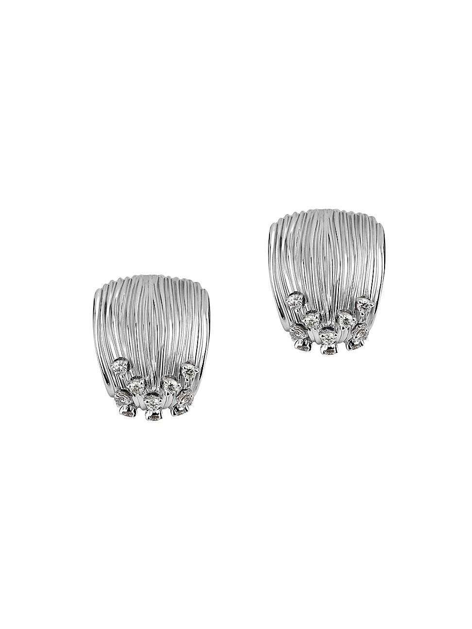 Womens Bahia 18K White Gold & Diamond Cuff Earrings Product Image