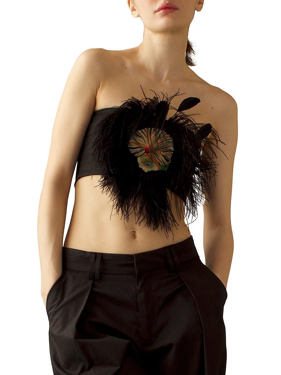 Womens Strapless Feather Crop Top product image