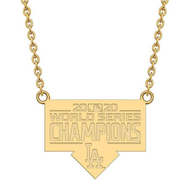 Womens Los Angeles Dodgers 2020 World Series Champions Large Gold Plated Split Chain Pendant Necklace Product Image