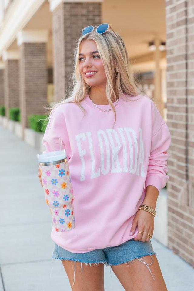 Florida Block Light Pink Oversized Graphic Sweatshirt Product Image