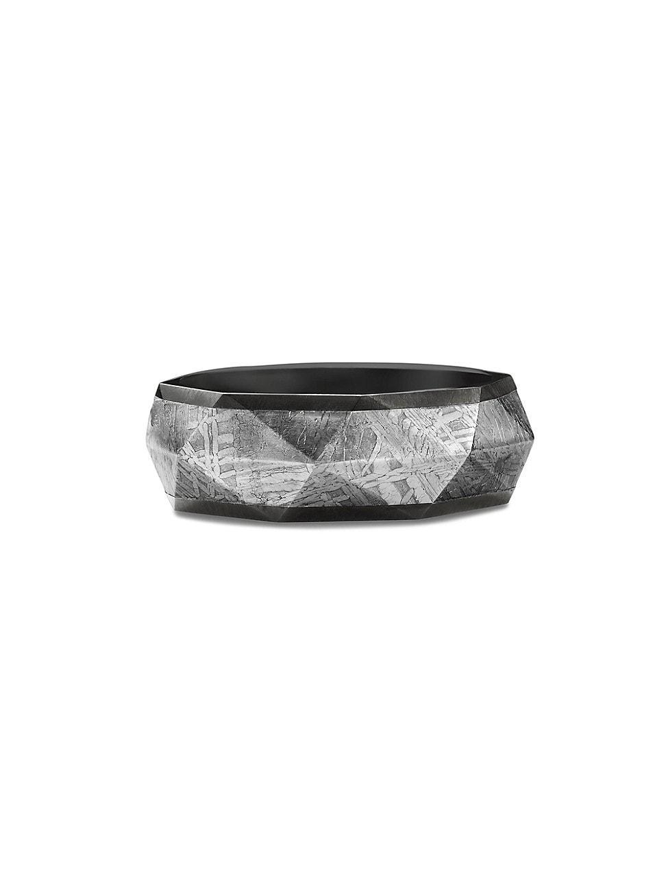 Mens Torqued Faceted Band Ring in Black Titanium Product Image