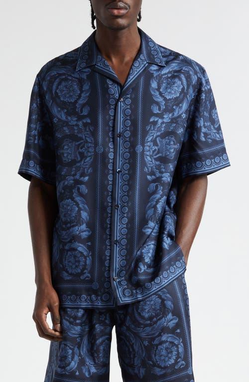 Versace Barocco Print Silk Button-Up Shirt Product Image