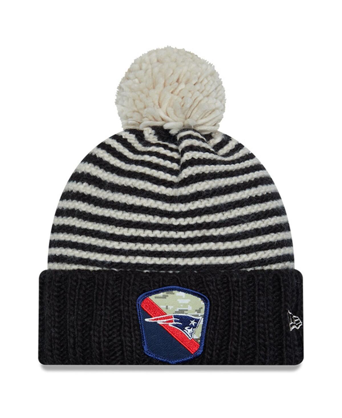 Womens New Era Black New England Patriots 2023 Salute To Service Cuffed Pom Knit Hat Product Image