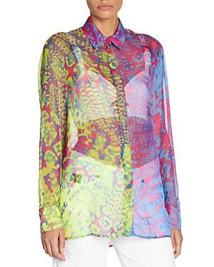 Womens Printed Button-Front Shirt Product Image