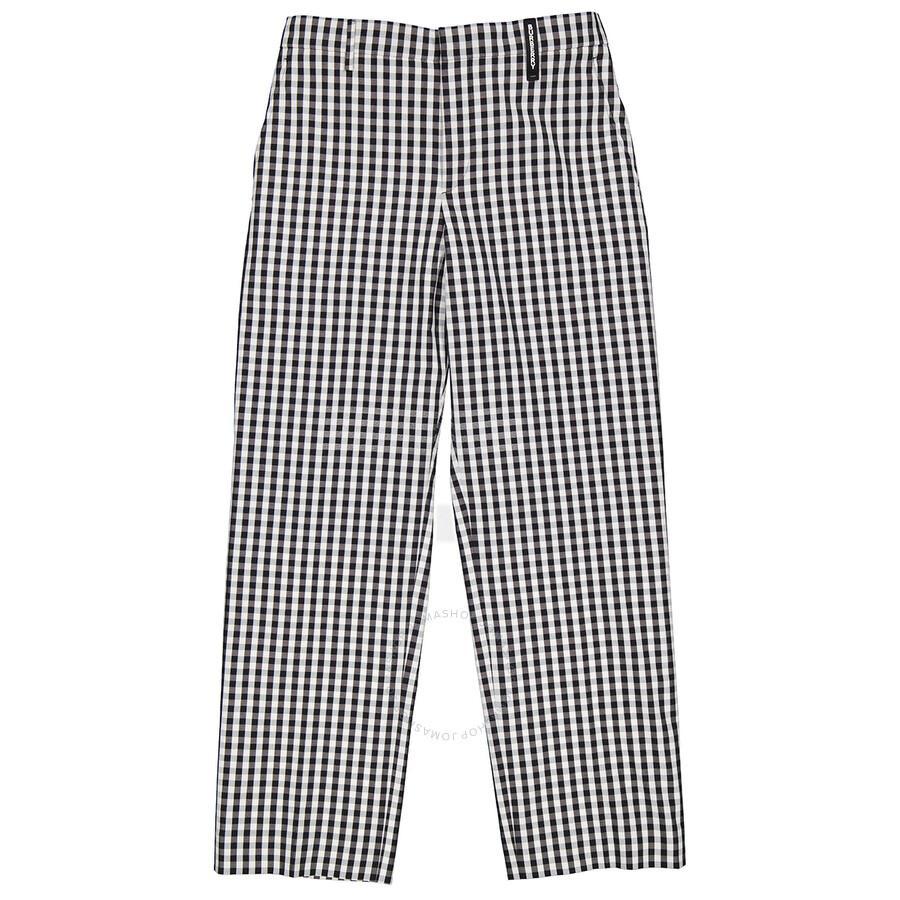 Men's Black Gingham Technical Wool Wide-leg Tailored Trousers In Black Pattern Product Image