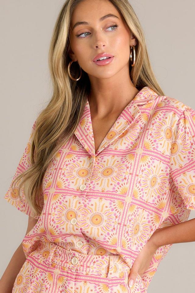 Feel The Sunshine Pink Multi Print Top Product Image