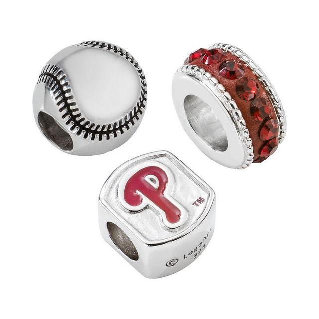 LogoArt Philadelphia Phillies Sterling Silver Crystal Bead Set, Womens, Red Product Image