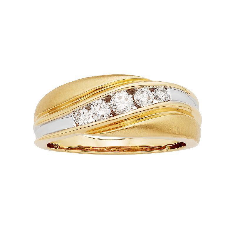 The Regal Collection Mens 14k Gold IGL Certified 1/2 Carat T.W. Diamond Wedding Band White Product Image