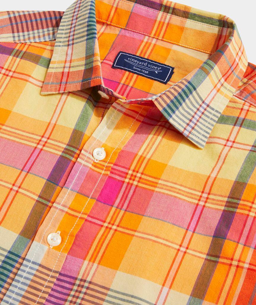 Cotton Madras Short-Sleeve Plaid Shirt Product Image