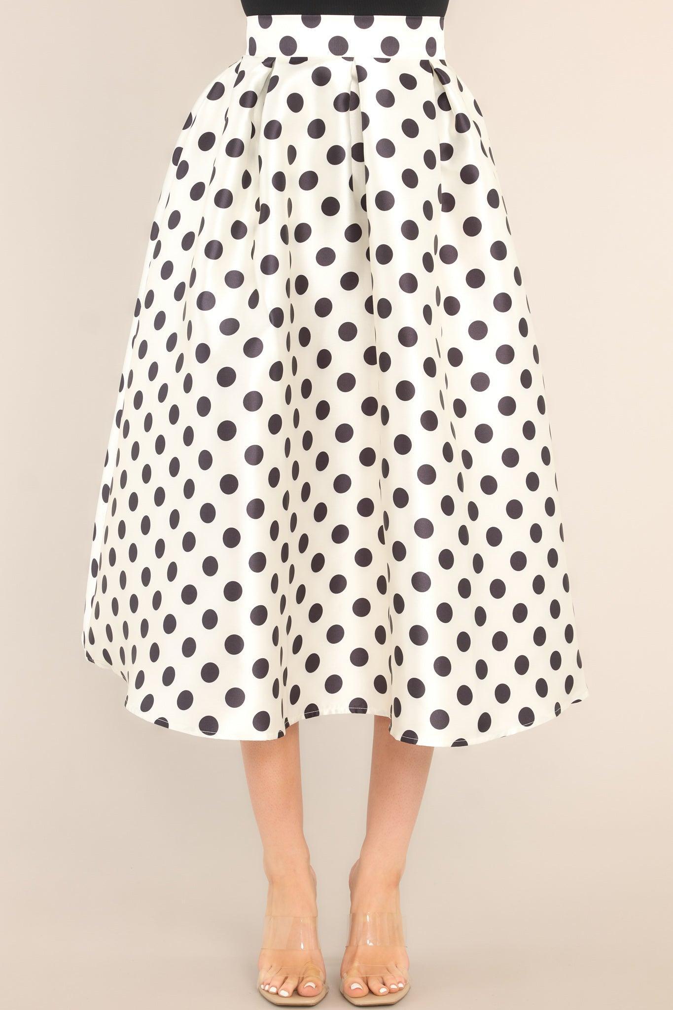 Full Circle White Polka Dot Midi Skirt Product Image