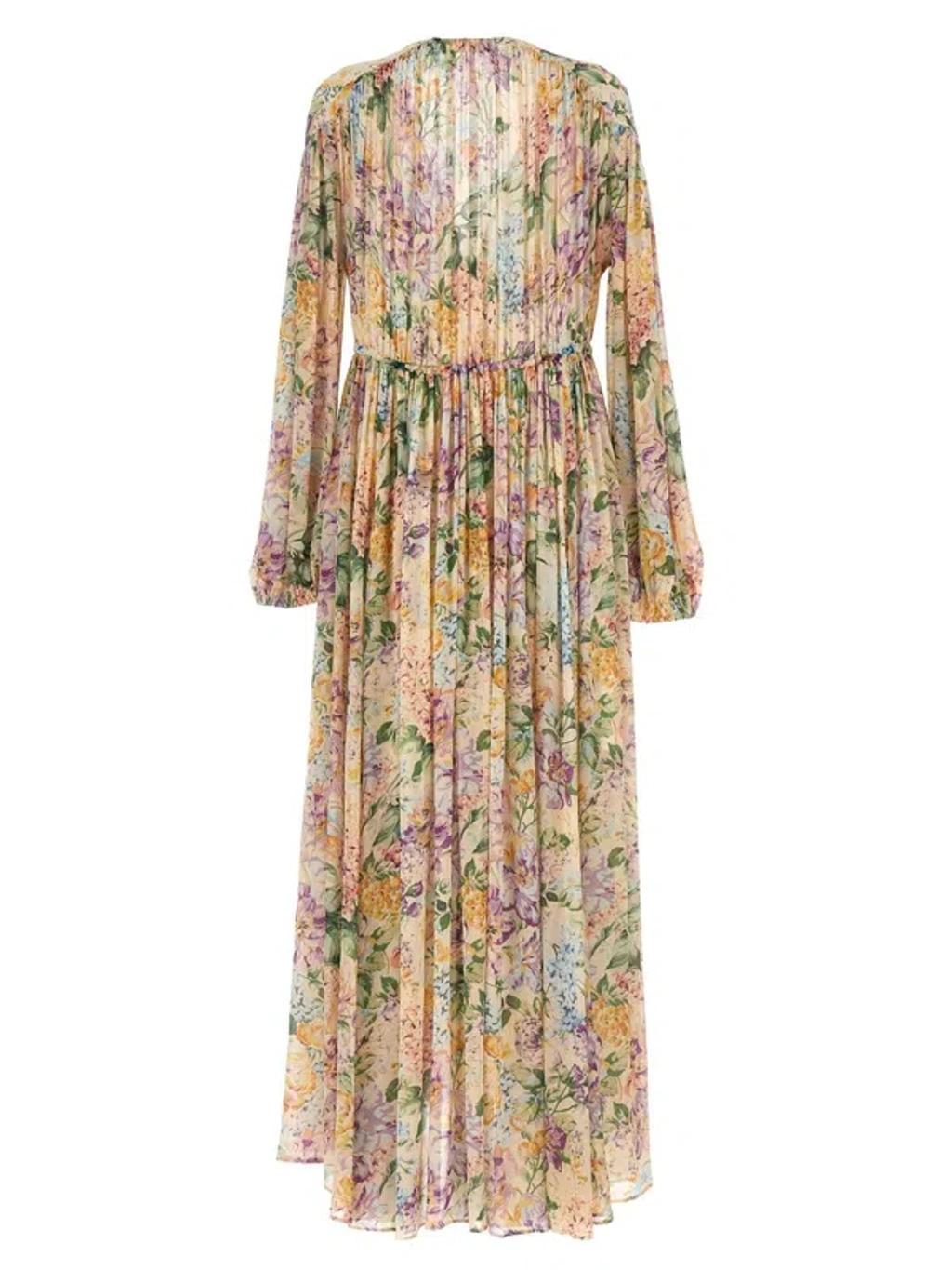 ZIMMERMANN Halliday Floral Gathered Maxi Dress In Multi Watercolour Floral Product Image