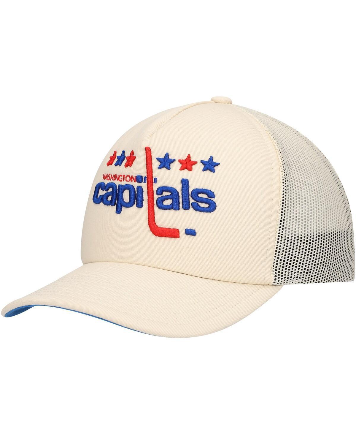 Mens Mitchell & Ness Cream Washington Capitals Foam Front Trucker Adjustable Hat Product Image