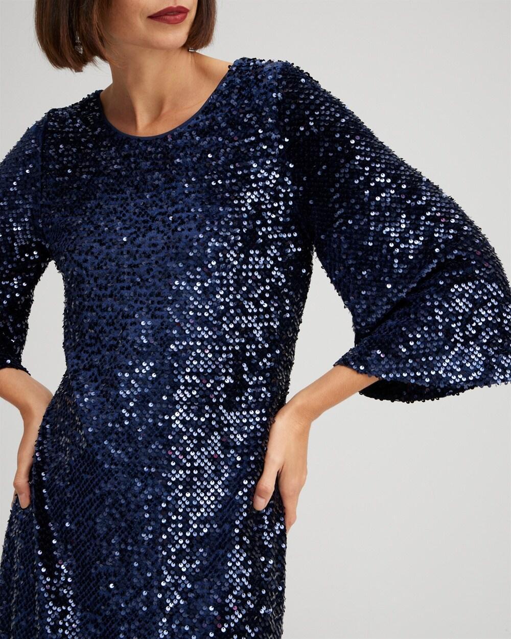 Velvet Sequin Bell Sleeve Dress Product Image