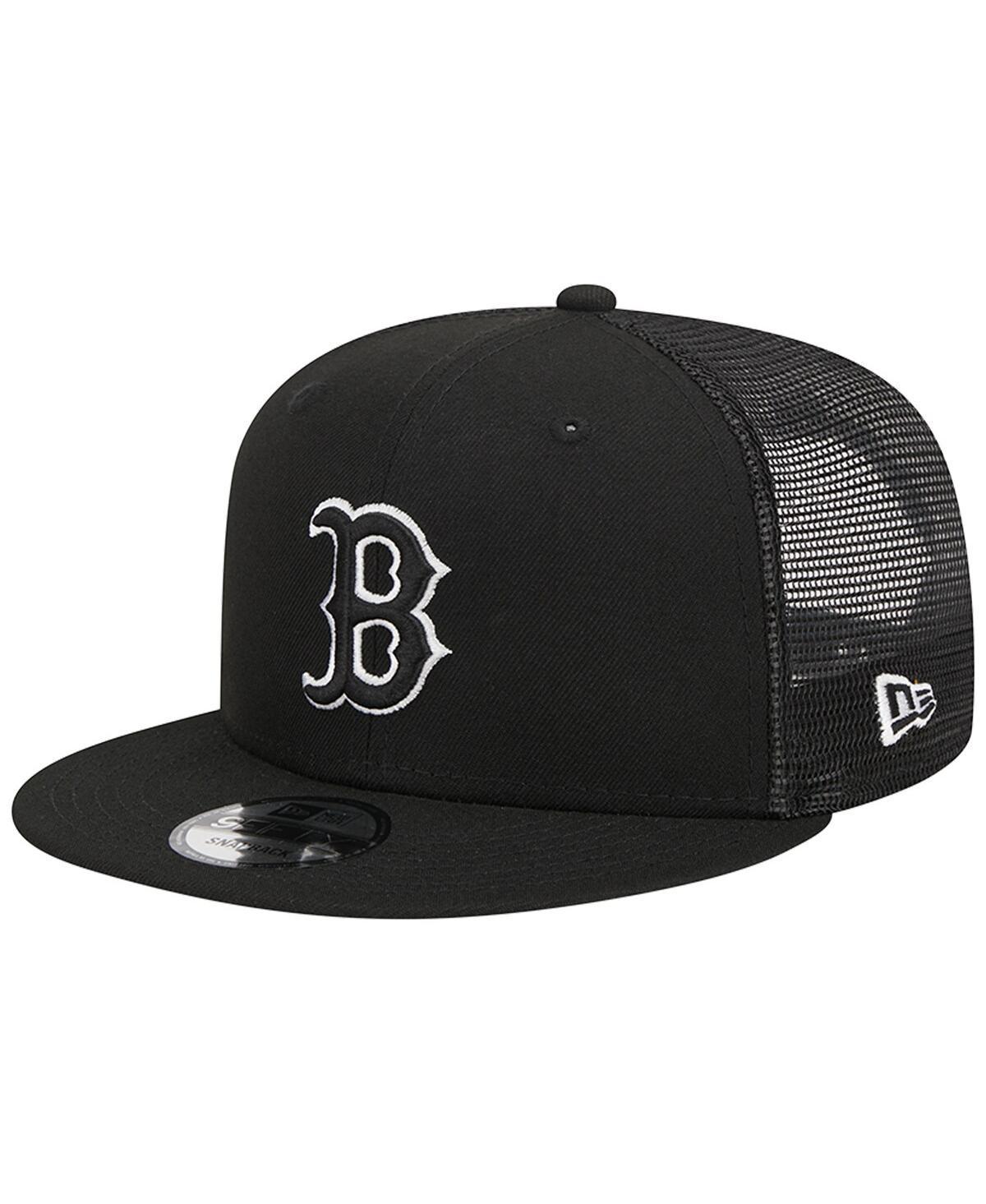 Mens New Era Black Boston Red Sox Trucker 9FIFTY Snapback Hat Product Image