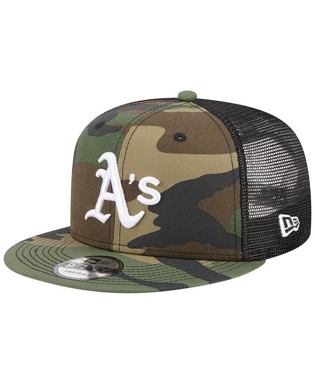 Mens New Era Camo Oakland Athletics Woodland Camo Trucker 9FIFTY Snapback Hat Product Image