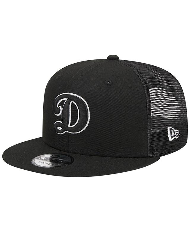 Mens New Era Black Los Angeles Dodgers Letter Trucker 9FIFTY Snapback Hat Product Image