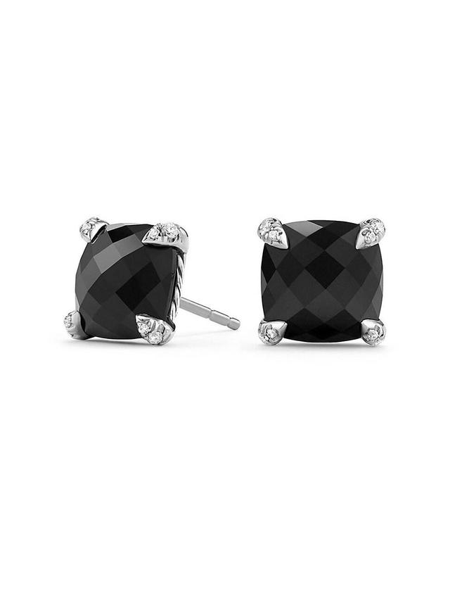 Womens Chtelaine Stud Earrings with Gemstone & Diamonds/9mm Product Image