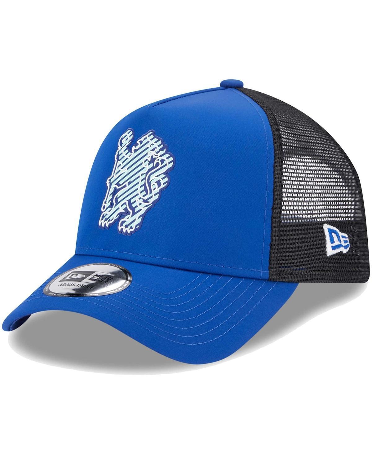 Mens New Era Blue Chelsea Overlay E-Frame Trucker Snapback Hat Product Image