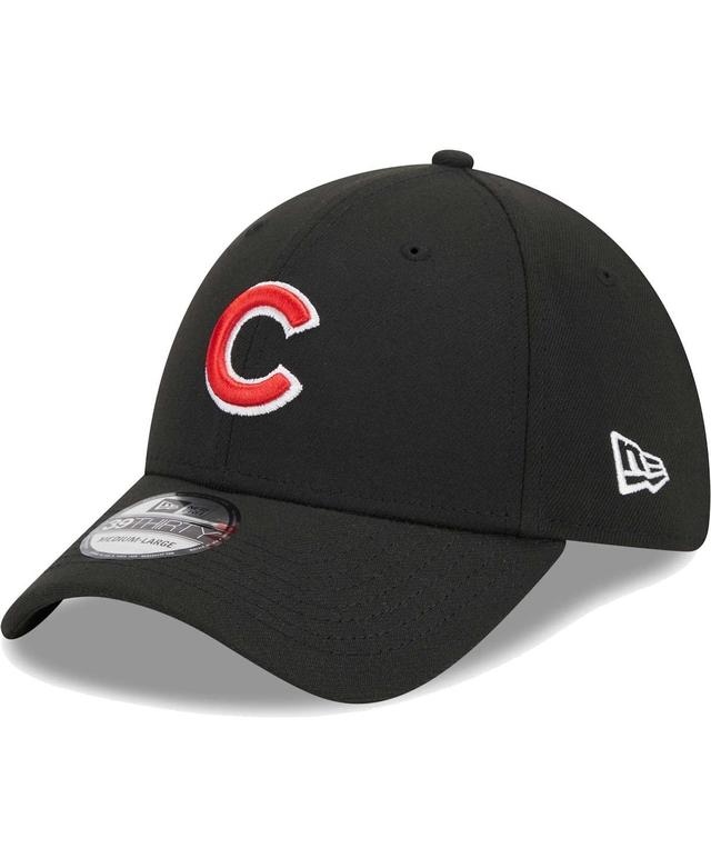 Mens New Era Black Chicago Cubs Logo 39THIRTY Flex Hat Product Image