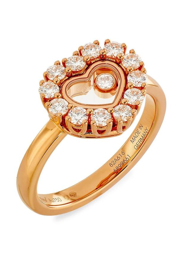 Womens Happy Diamonds 18K Rose Gold & 0.63 TCW Diamond Heart Ring Product Image