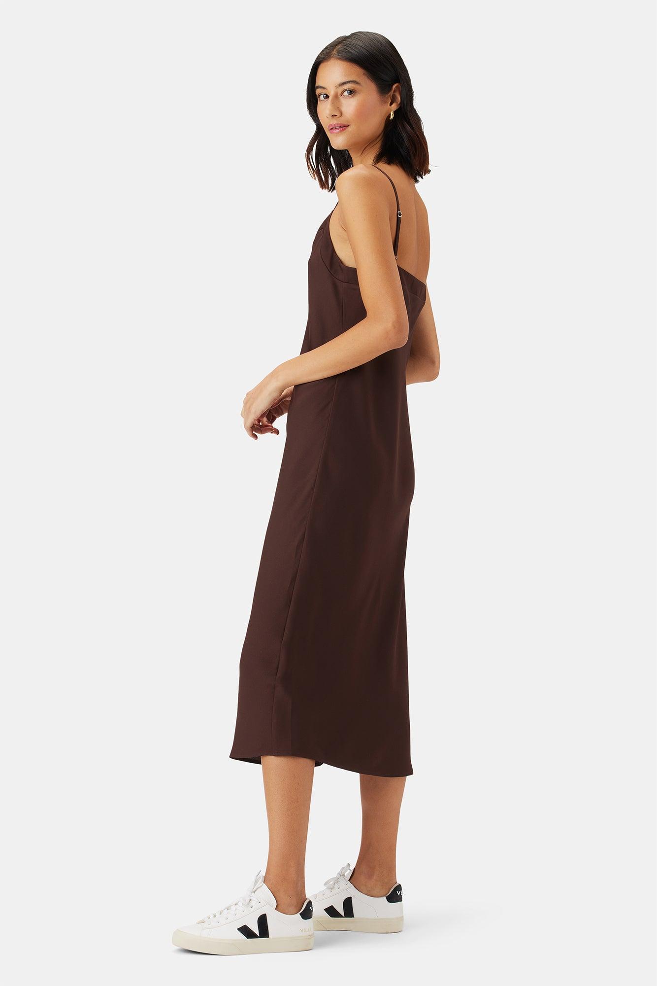 Briana Washable Silk Dress - Espresso Product Image