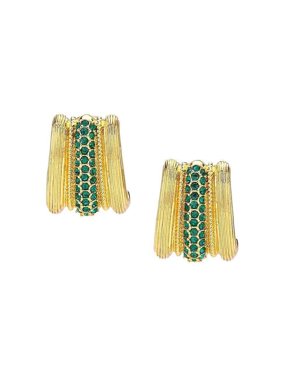 Womens Goldtone & Crystal Clip-On Earrings Product Image