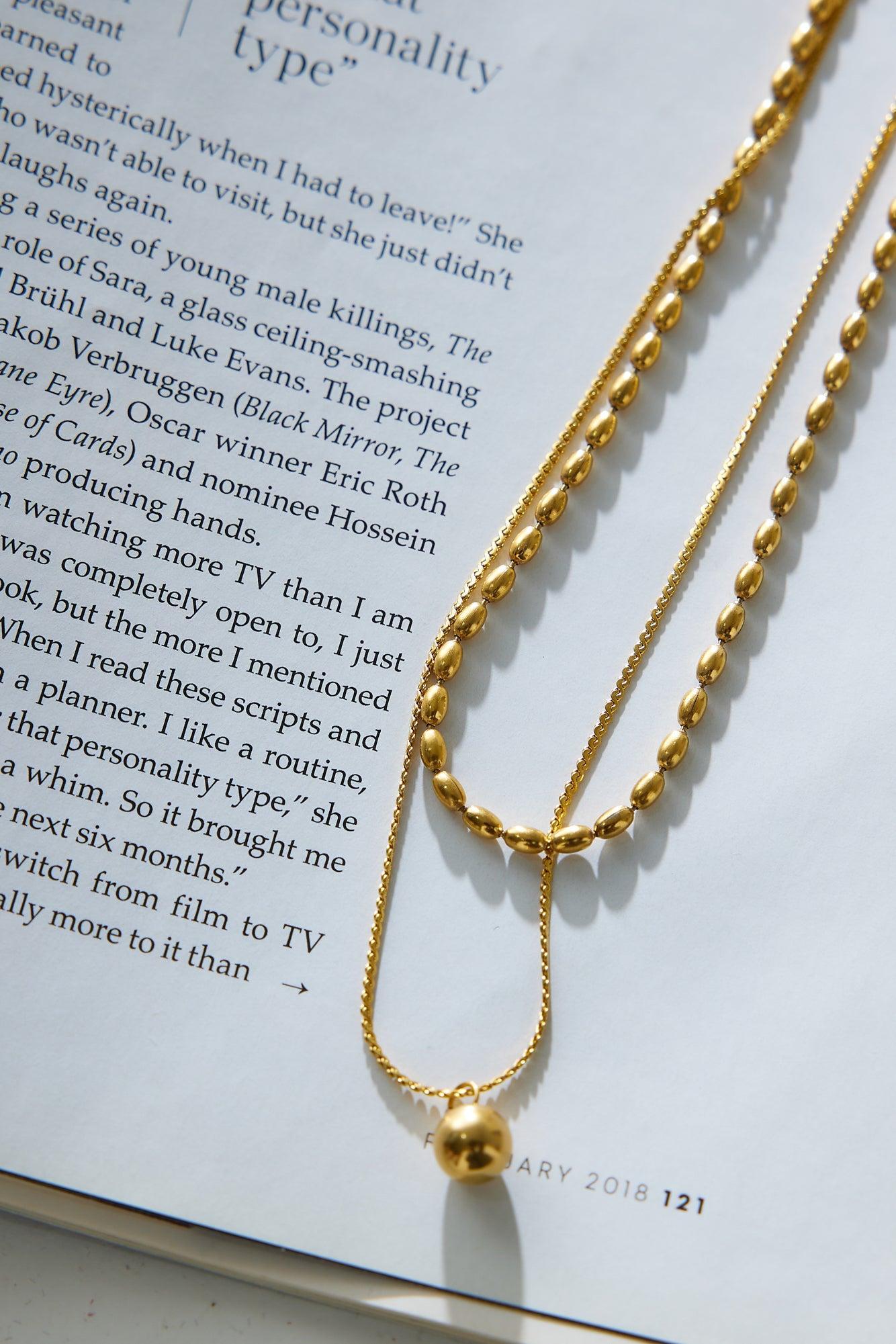 18k Gold Plated Double Lover Chain Necklace Gold Product Image