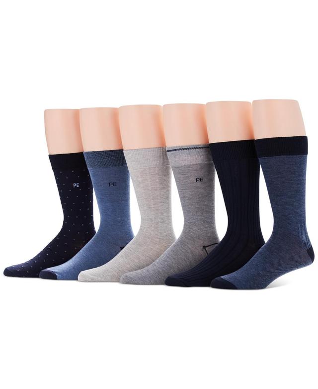 Perry Ellis Portfolio Mens 6-Pk. Pindot Casual Dress Socks - Blue Product Image