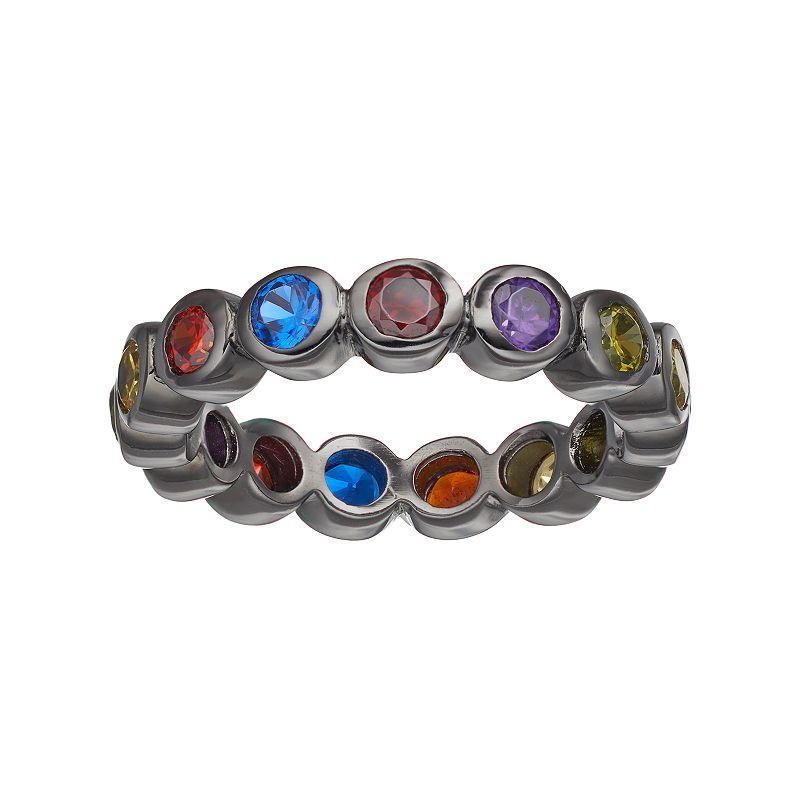 Sophie Miller Sterling Silver Lab-Created Blue Spinel & Cubic Zirconia Ring, Womens Multicolor Product Image