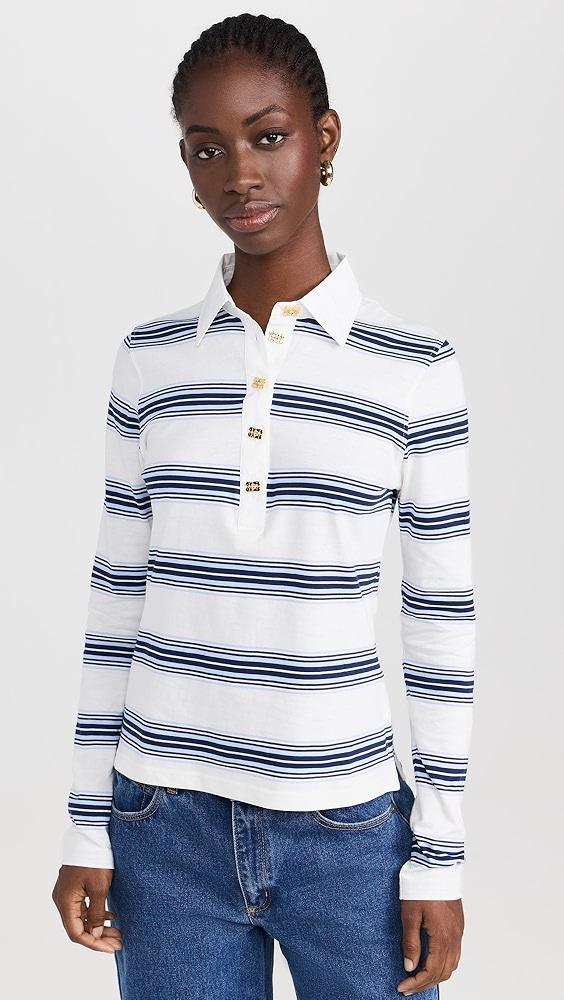 GANNI Thin Jersey Long Sleeve Polo Tee | Shopbop Product Image