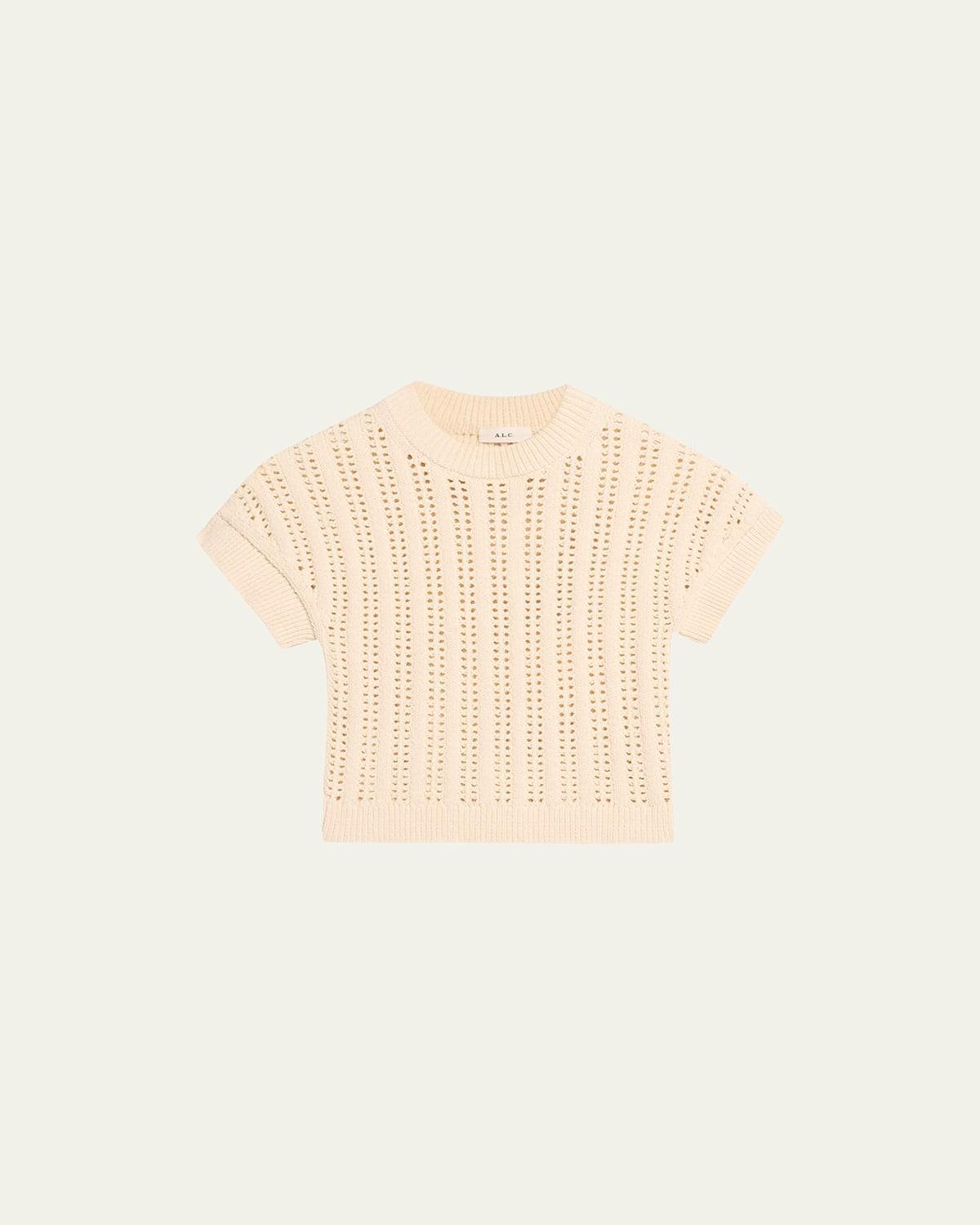 Amalie Short-Sleeves Open-Knit Top Product Image