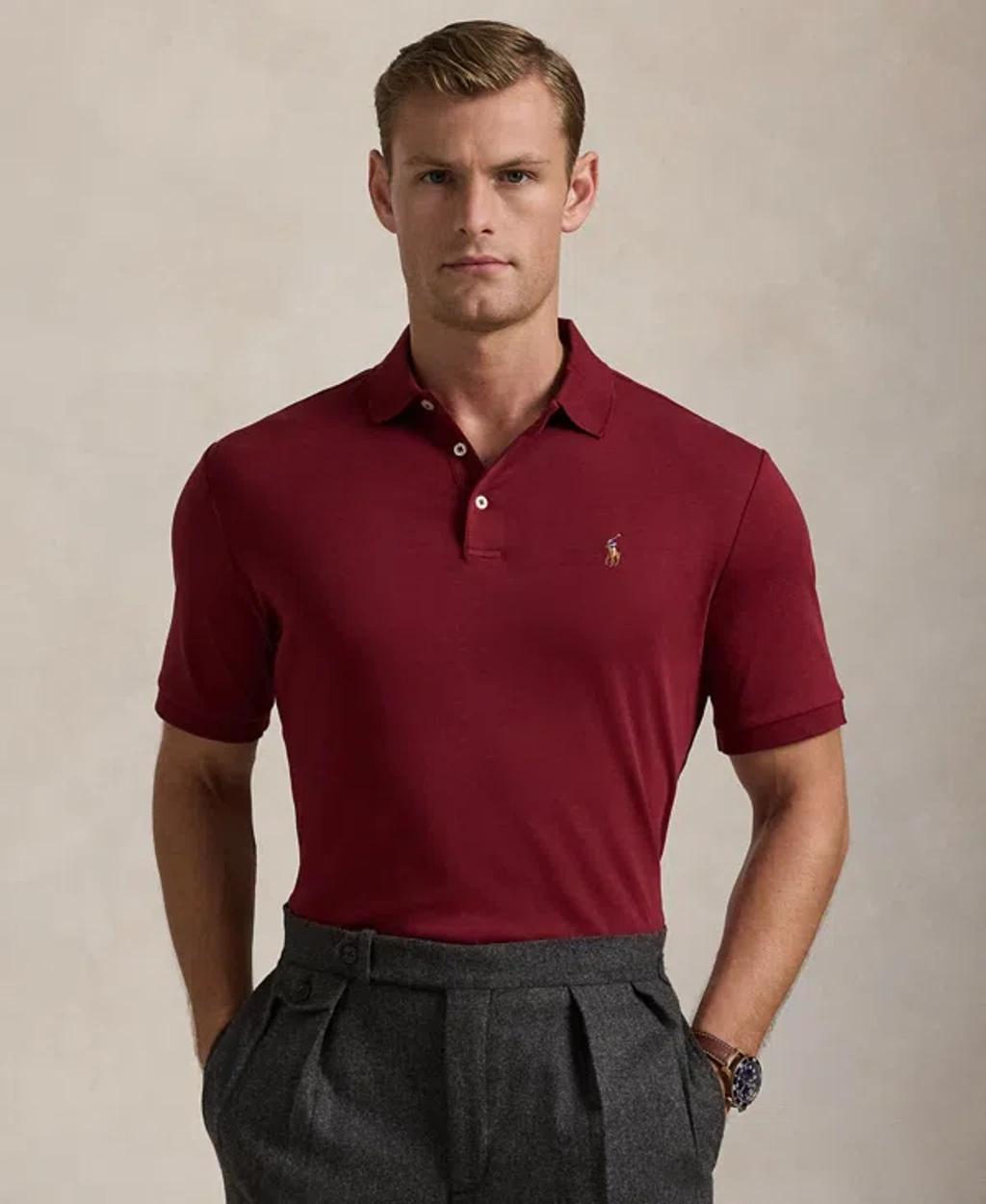 Men's Classic-fit Soft Cotton Polo Shirt In Red Product Image