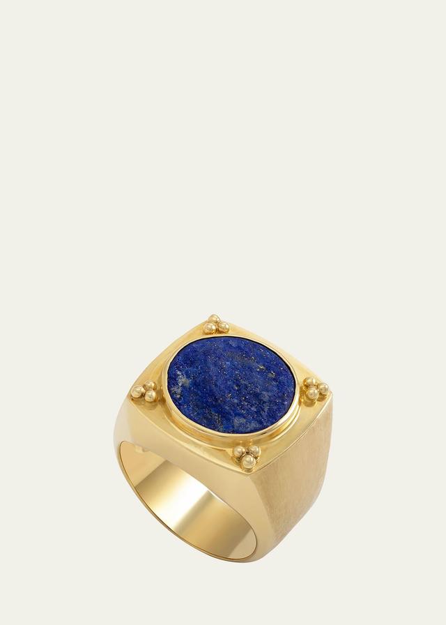 Mens 18K Yellow Gold Lapis Ring Product Image