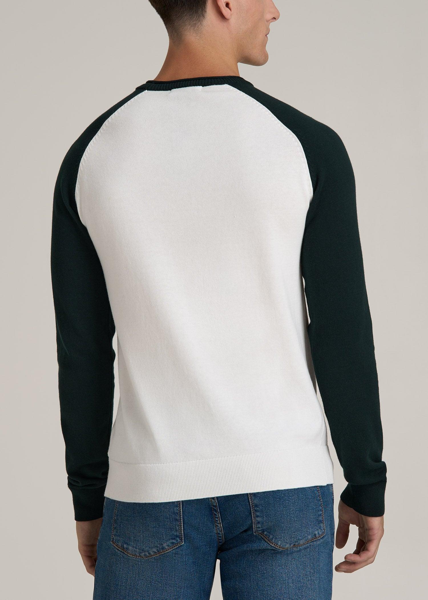 Color Block Raglan Sweater for Tall Men in Cream and Emerald Product Image