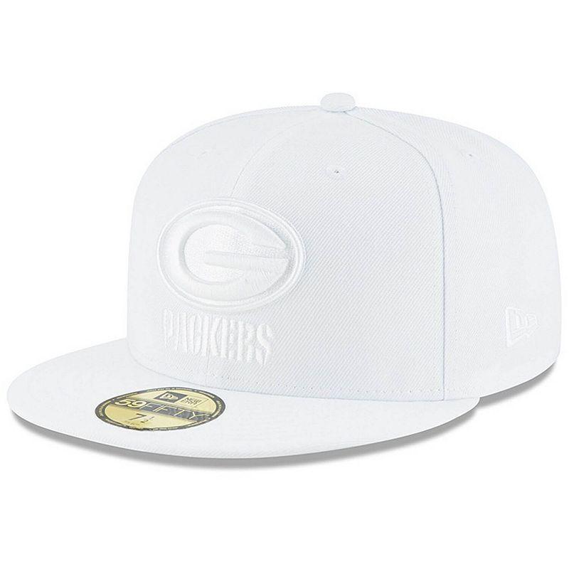 Mens New Era Green Bay Packers White 59FIFTY Fitted Hat Product Image